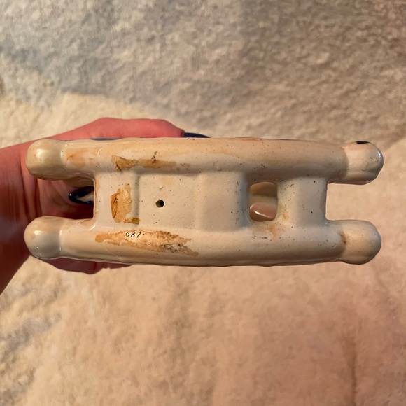 Rare Vintage Porcelain Rocking Horse Blue & White Iridescent Excellent Condition - Picture 9 of 9